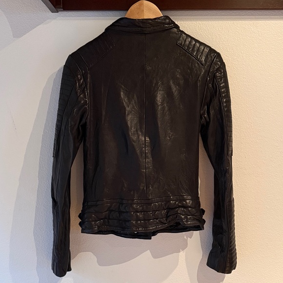 Anine Bing Moto Lambskin Leather Biker Jacket, Black, Size S - Picture 7 of 16